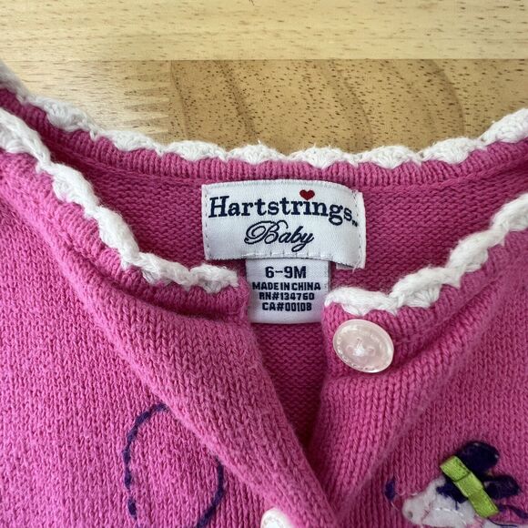 Vintage Hartstrings Baby Pink Dachshund Embroidered Cardigan Sweater 6-9m - Picture 6 of 6
